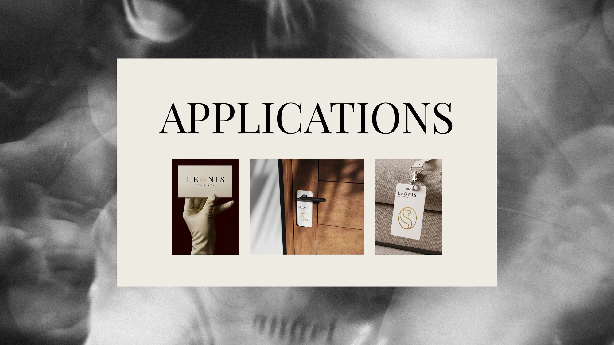 Applications page. The card, the door hanger and the luggage tag.